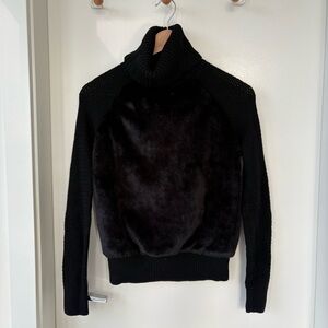 Banana Republic Black Fur Turtleneck Neck Sweater Size XS